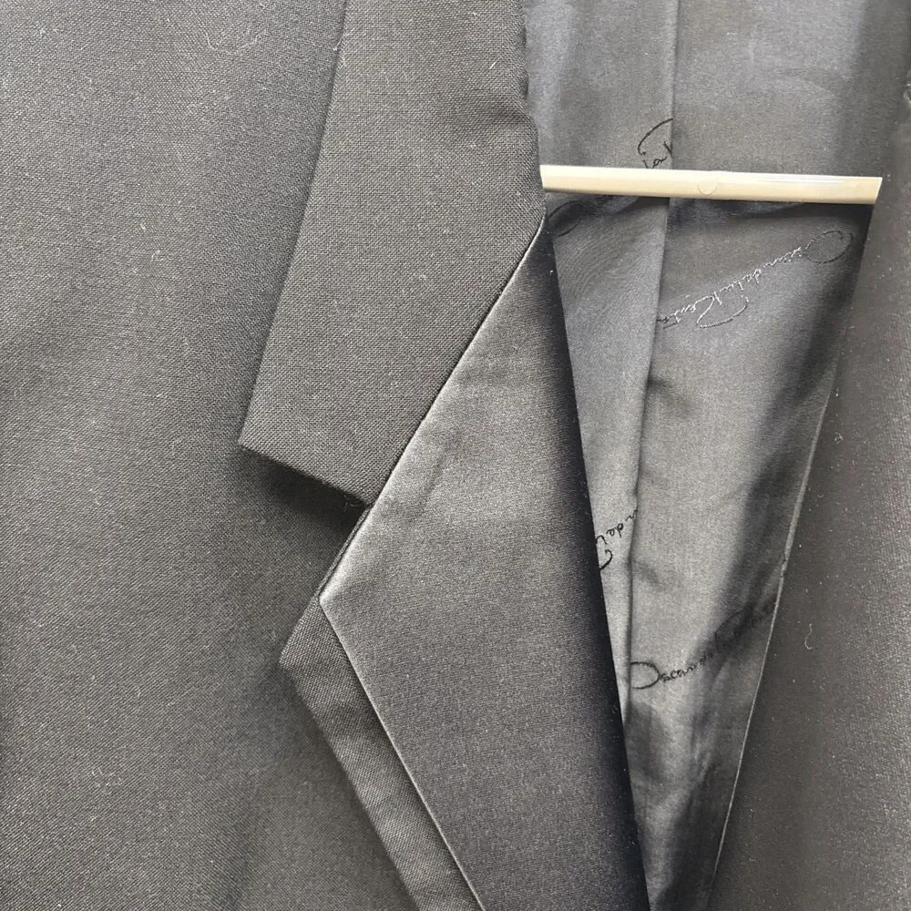 Oscar de la Renta Formal Tuxedo Suit Jacket Only Black 39R Pockets Logo Buttons